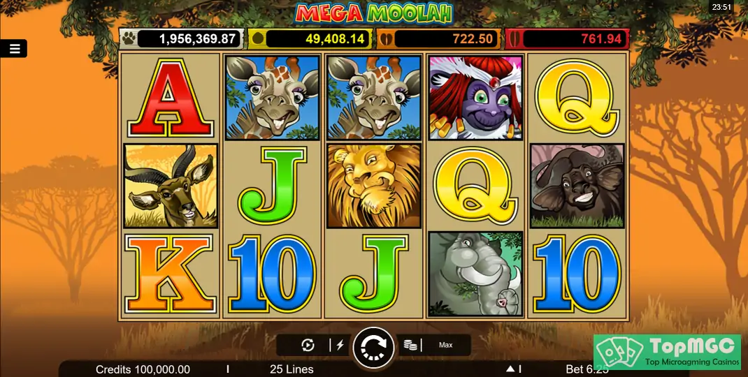 Mega Moolah 5 Reel Drive Slot Demo