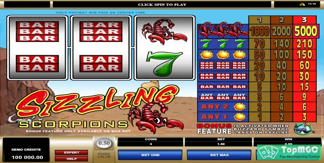 Sizzling Scorpions Slot Demo
