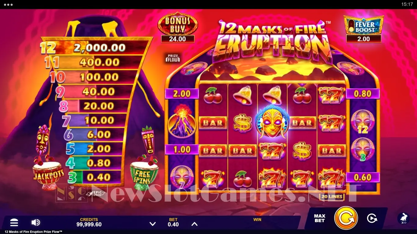 12 Masks of Fire Eruption Prize Flow slot by 