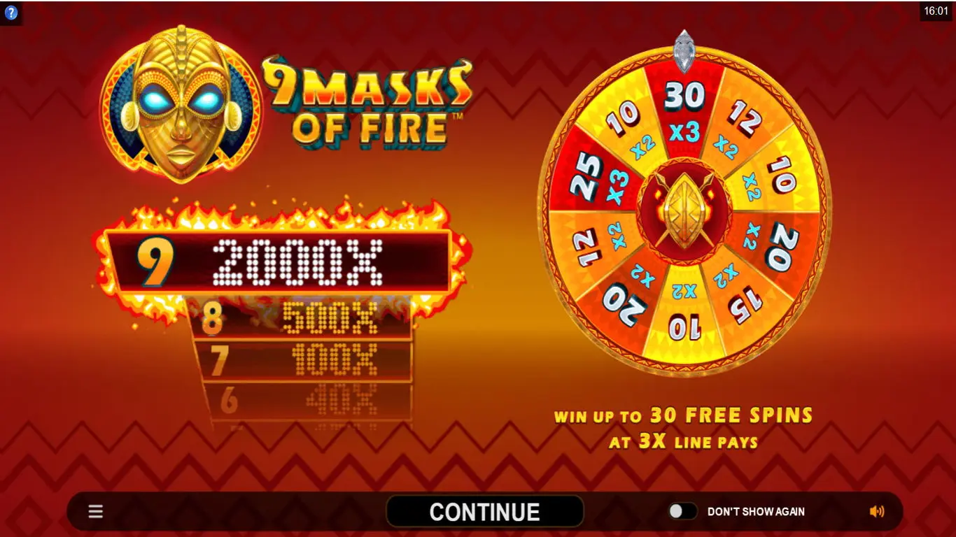 9 Masks of Fire slot