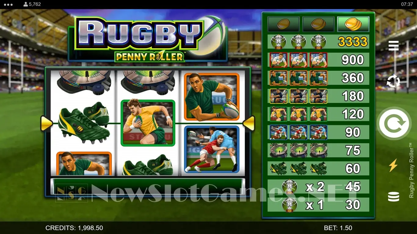 Rugby Penny Roller slot