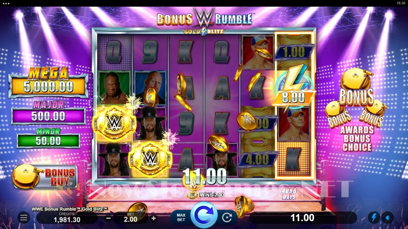 WWE Bonus Rumble Gold Blitz slot